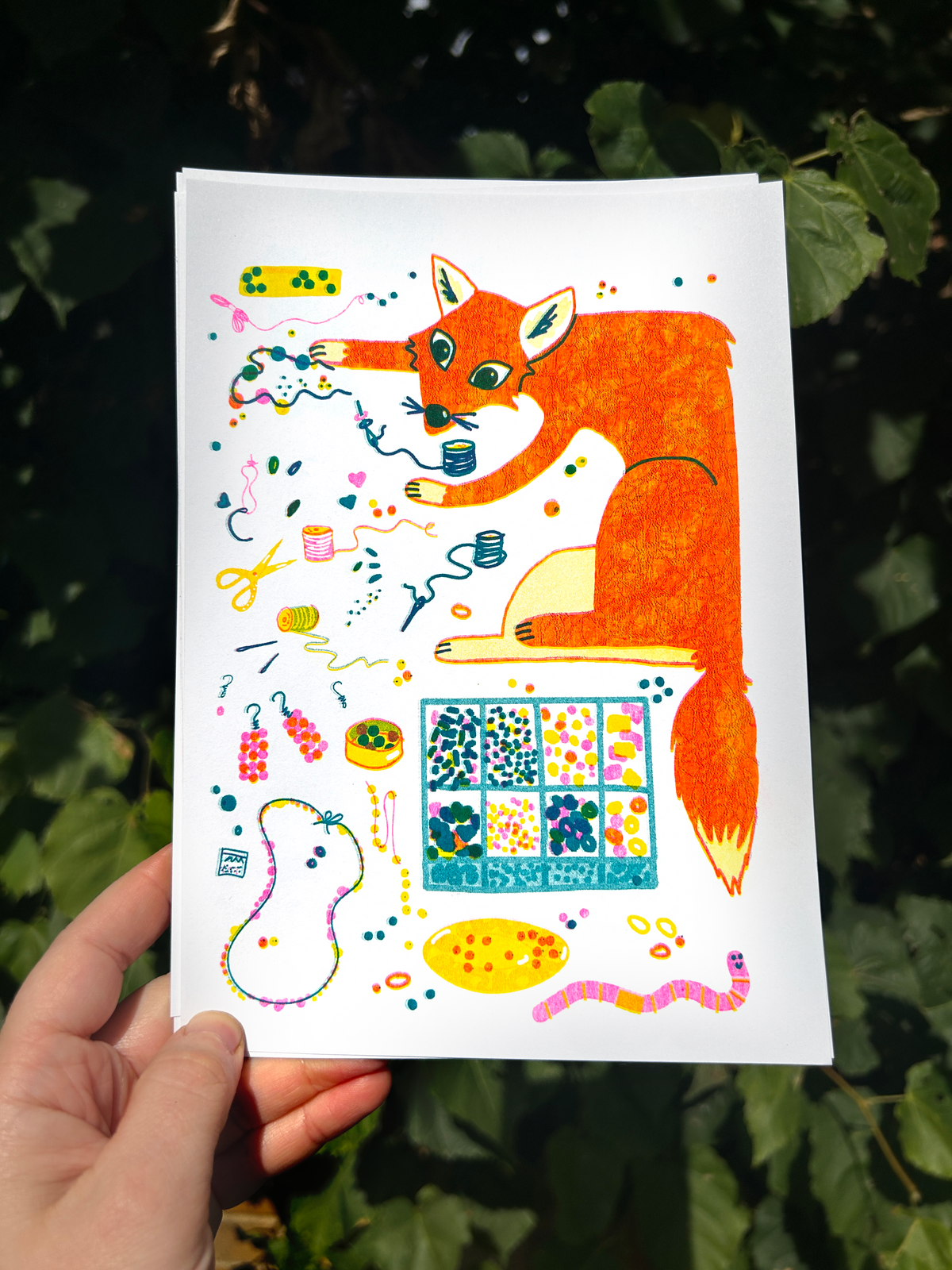 'Crafty Critters: Fox' Riso Print
