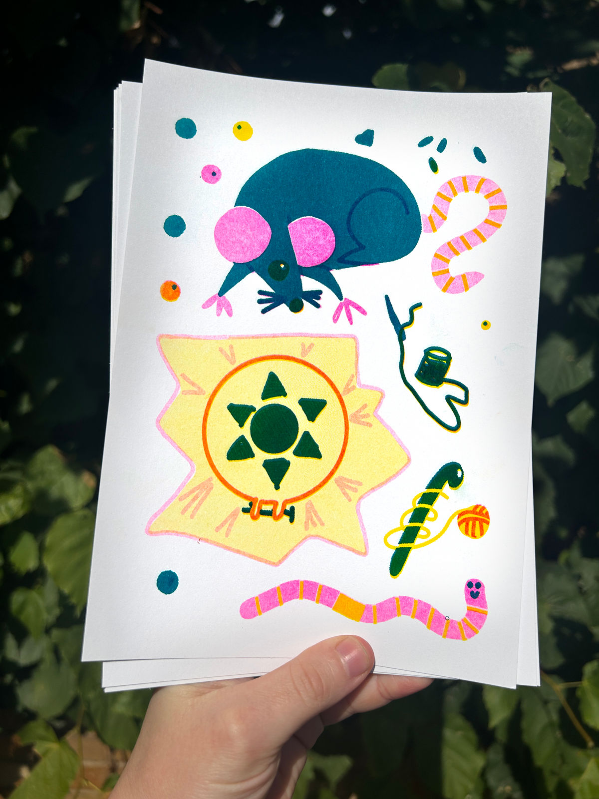 'Crafty Critters: Mouse' Riso Print