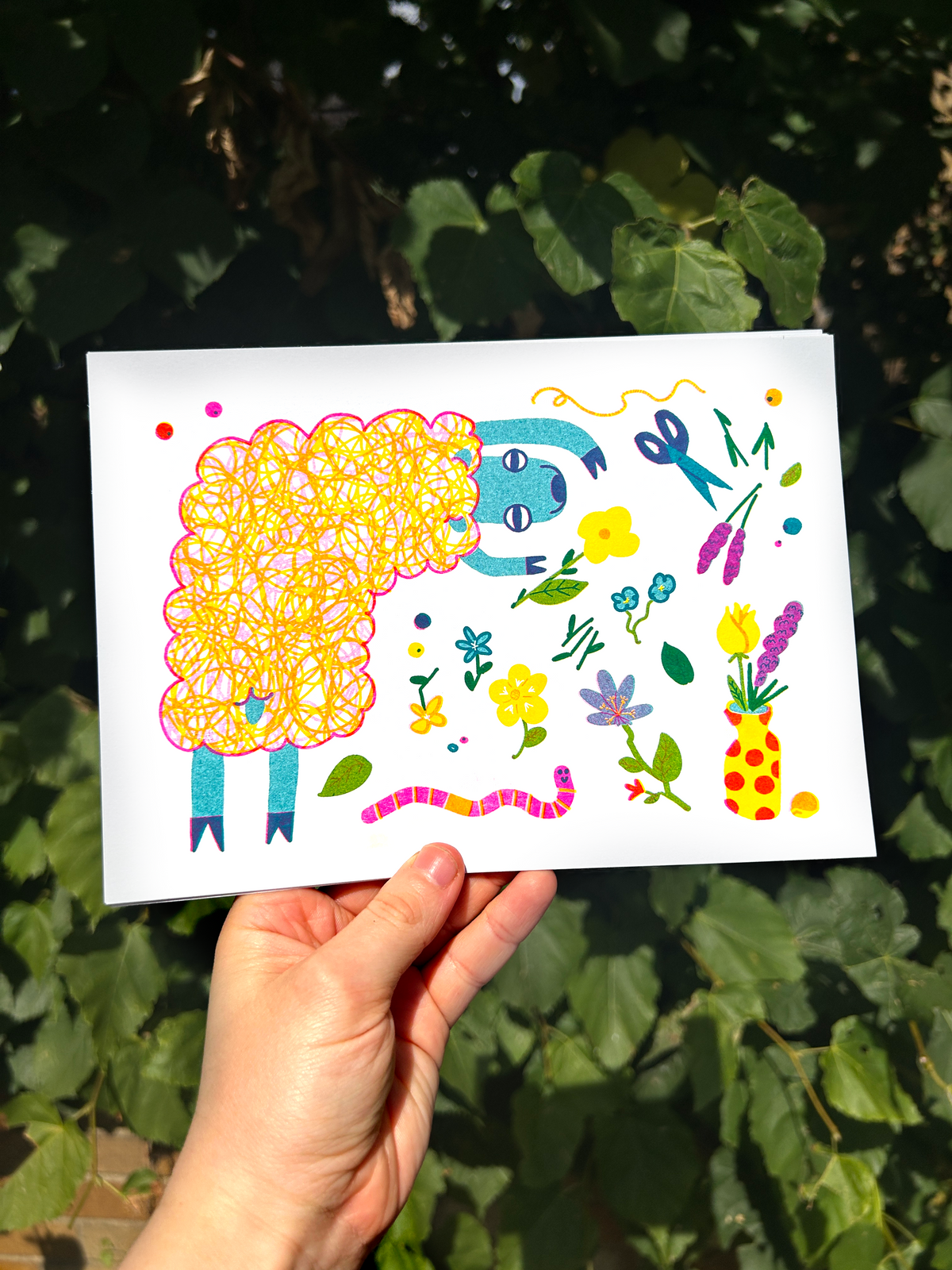 'Crafty Critters: Sheep' Riso Print