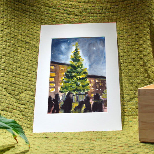 'King's Cross Christmas Tree' Giclée Art Print