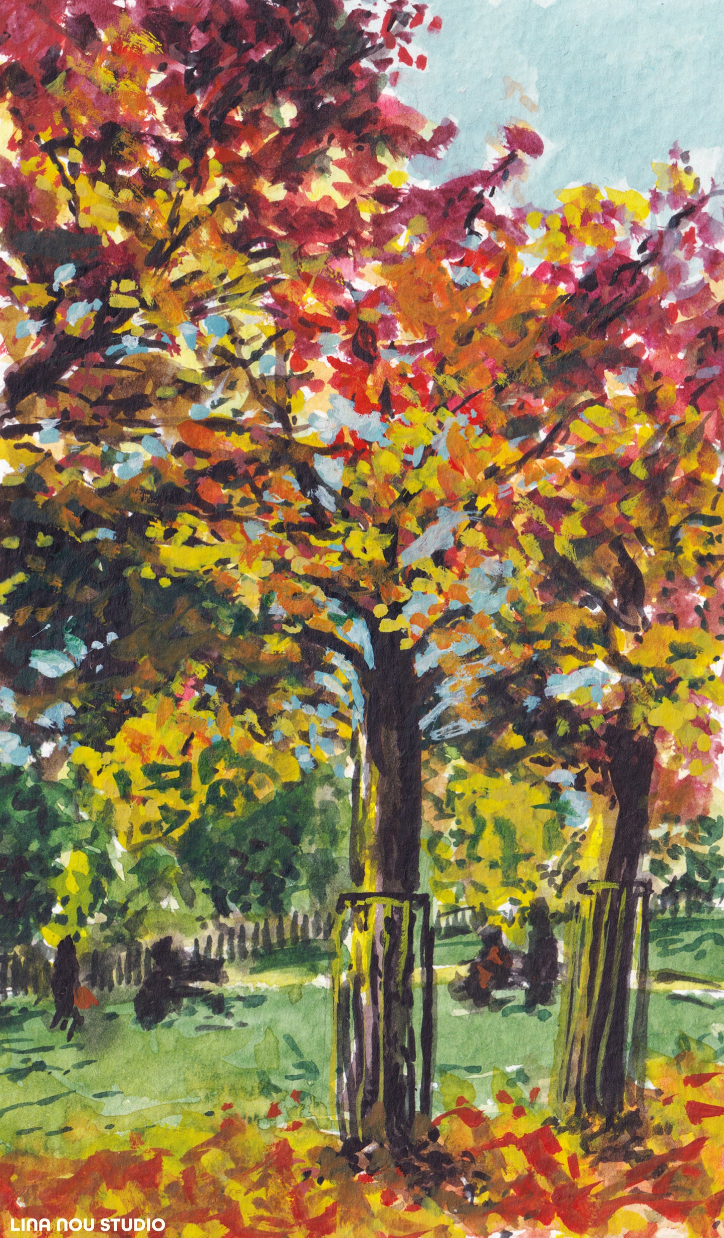 ‘Two Autumn Trees' Card